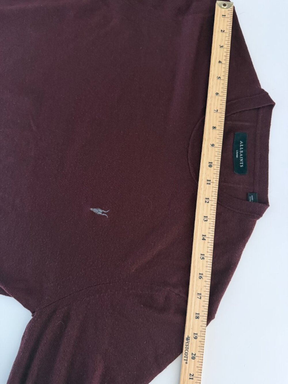 All Saints Crewneck Sweater - Large - Burgundy - Picture 5 of 12